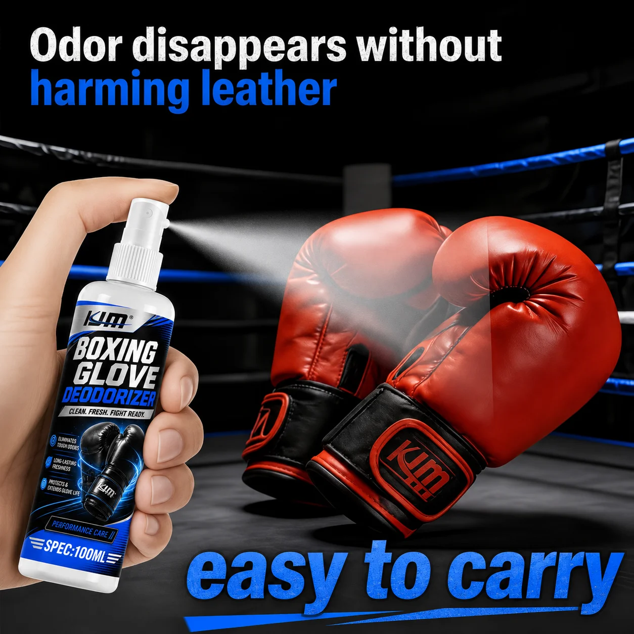 KJM 100ML Leather Deodorant Spray Sweat Odor Neutralizer Gentle Cleaner For Car Motorcycle Boxing Work Leather Gloves