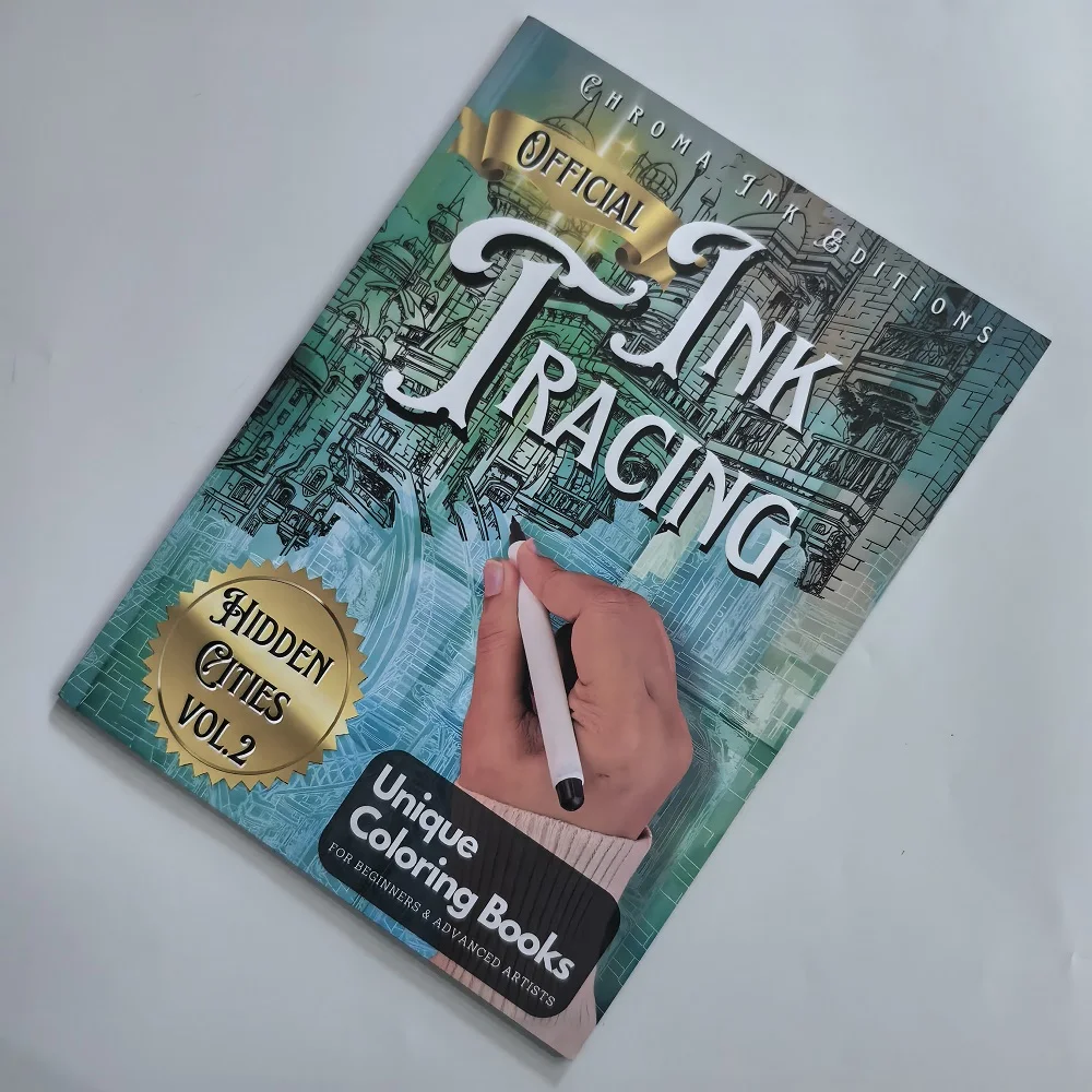 Official Ink Tracing Coloring Book Hidden Cities Vol 2 Unique Books For Beginners Advanced Artists