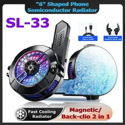 SL33 Mobile Phone Cooling Fan Semiconductor Magnetic/ Back-clip 2 in 1 Cool Heat Sink for IOS Android Universal PUBG Game Cooler