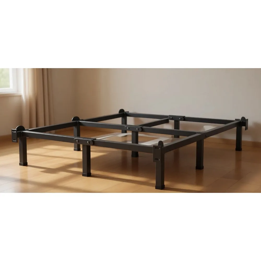 

Металлическая кровать Queen-size с 9 ножками, 8-дюймовой подставкой для матраса, простая сборка, черная отделка