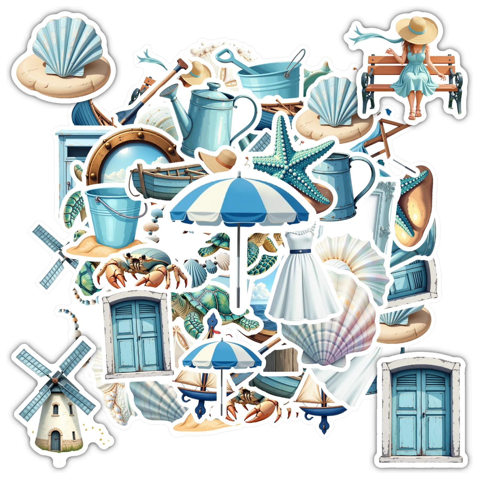 35-150pcs Sunmmer Beach Stickers Waterproof Kawaii Cartoon Decals For Laptops Suitcases Bicycles Stationery Reward Stickers