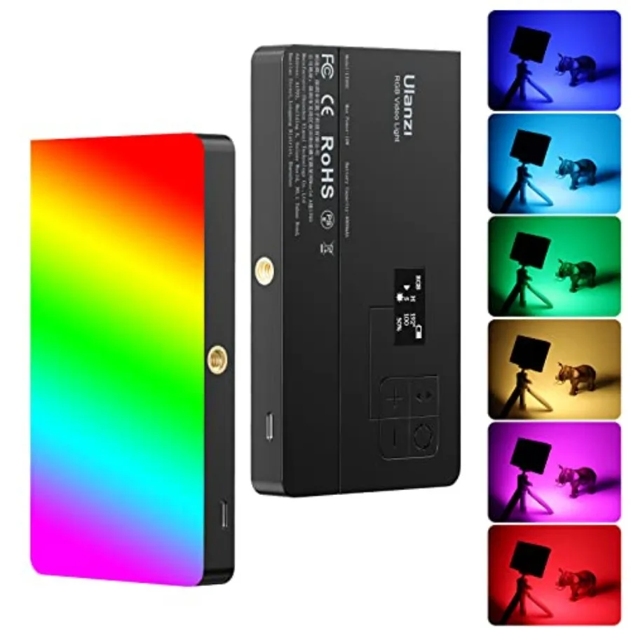 LT002 RGB Video Light Portable LED Camera Light Panel 0-360 Full Color CRI 95+ 2500-9000K LED Video Light 4000mAh Rechargeable