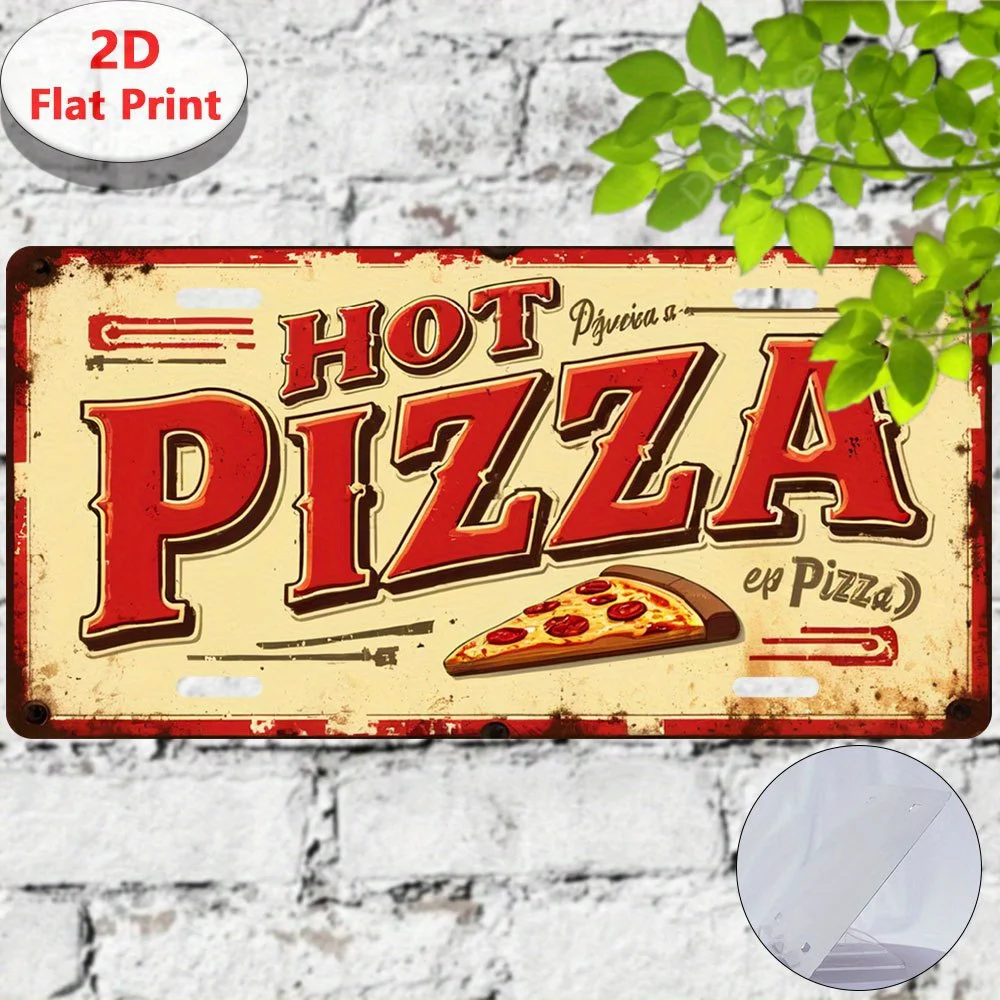 2D Flat - This Is a Decorative License Plate Cover And Frame Featuring a 2D Design, Which Includes a Vintage Aluminum Sign That