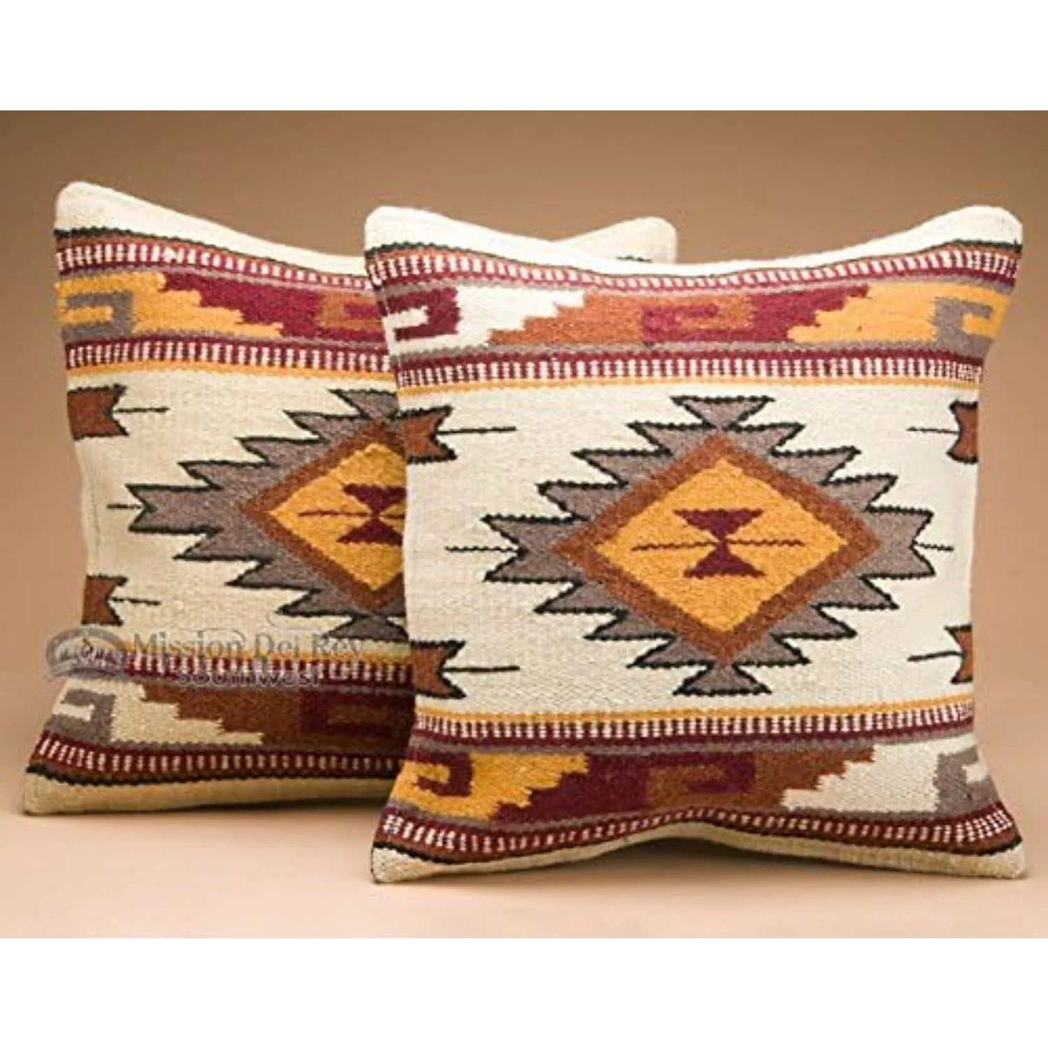 Mission Del Rey Southwest Pair of Wool Pillow Covers 18x18 - Cheyenne