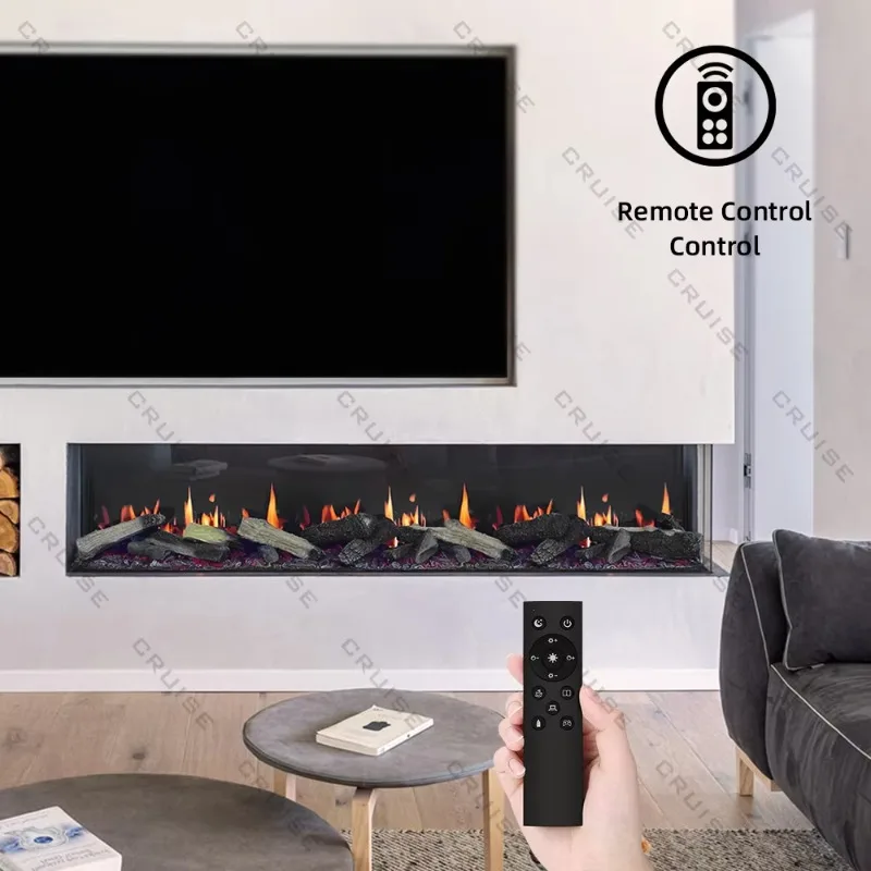 CRUISE Intelligent Remote Synchronization Of Burning Wood Sound And Picture Control Board 2470mm Lcd Electric Screen Fireplace