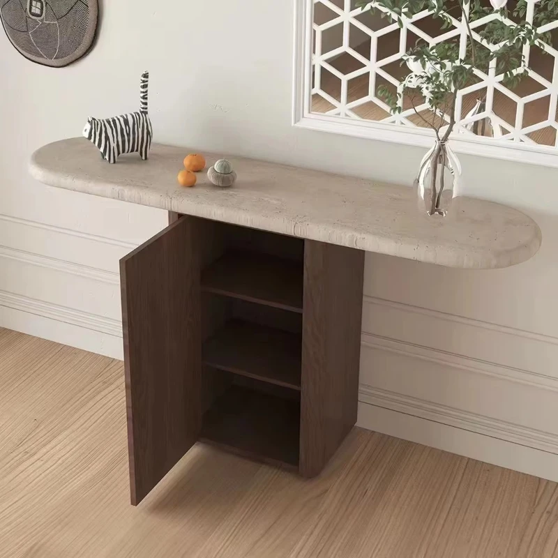 Light beige travertine entrance table, beige marble coffee table, white entrance table, marble