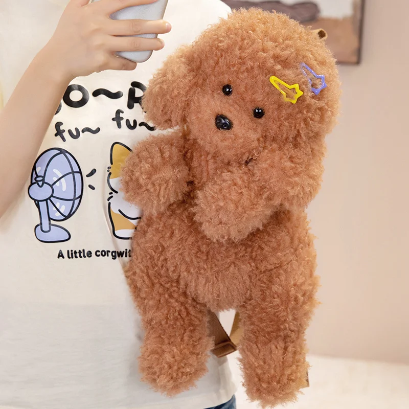 

Teddy Dog Backpacks Plush Kawaii Brown Khaki Student Schoolbags Cute Animals Poodle Shape Stuffed Puppy Backpack