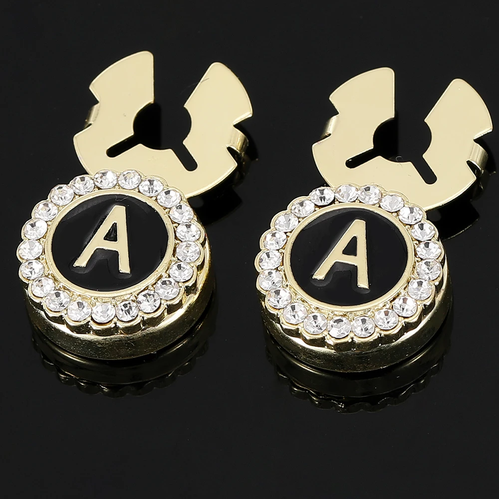 2 قطعة/المجموعة الأولي كابيتال تصميم غطاء أزرار المشبك كريستال أزرار أكمام للرجال قميص دعوى مجوهرات رسالة ABCDEFGHIJKMNOQRSU #4