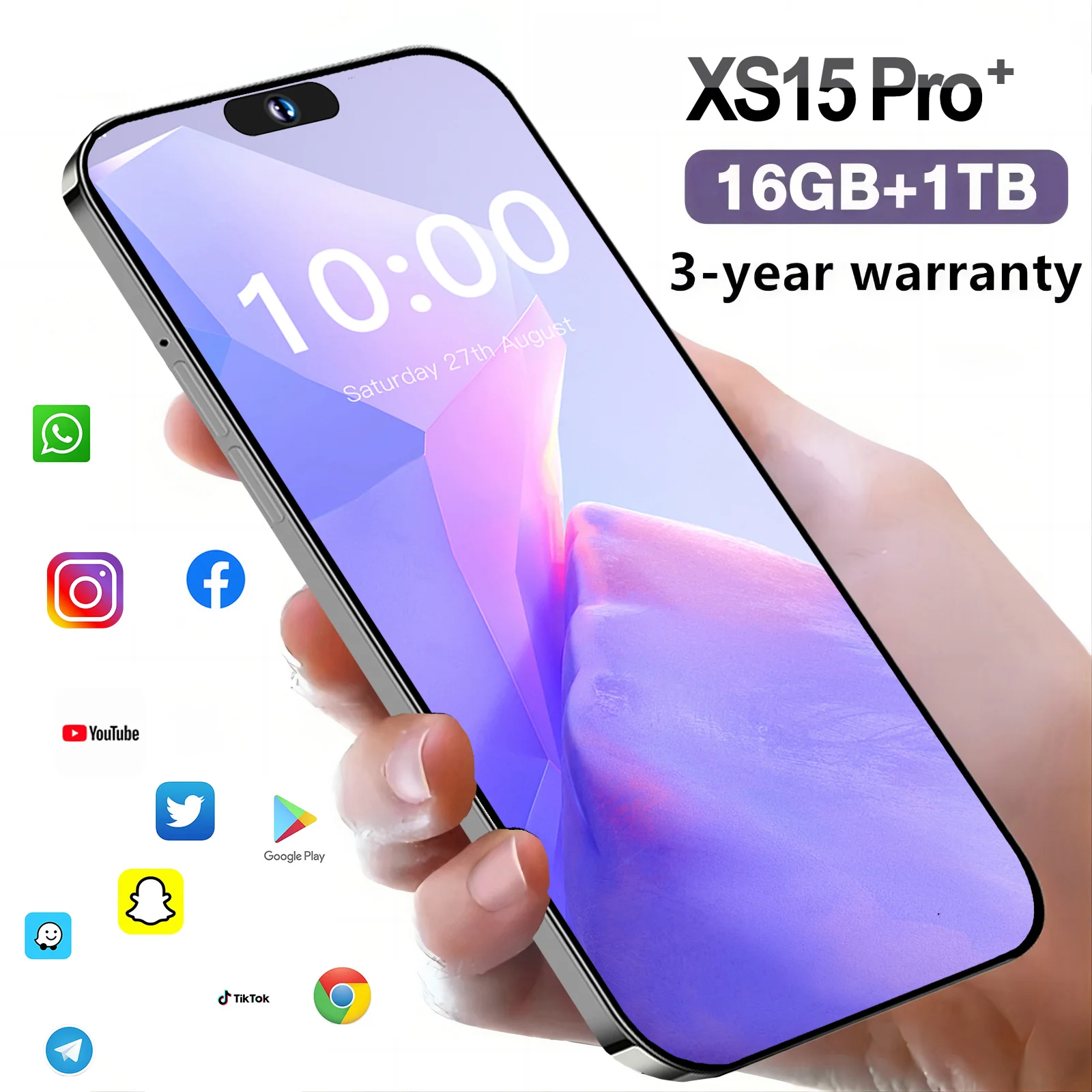 XS15 Pro + 스마트폰 글로벌 버전, 7.3 인치 풀 스크린, 4G 5G 휴대폰, 7800mAh 휴대폰, 정품 