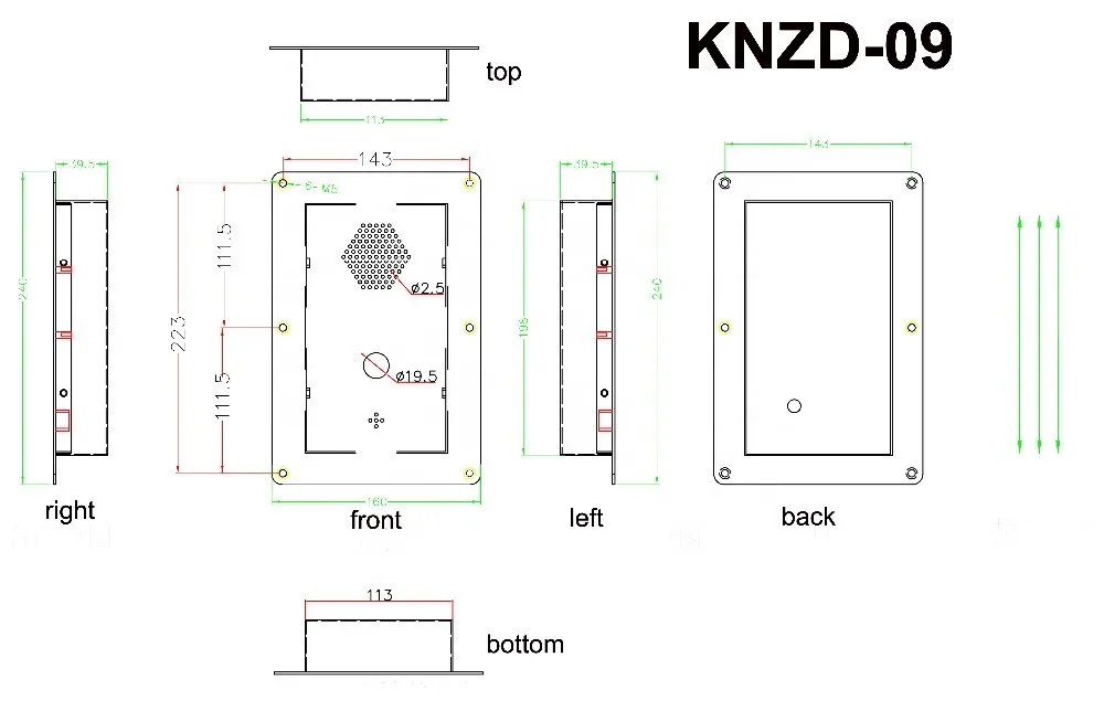 Elevator phone Handsfree Cleanroom Anti-bacterial Telephone For Railway KNZD-09