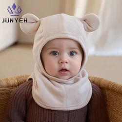 Baby Hats Scarf Set Winter Toddler Polar Fleece Balaclavas Infant Cute Ear Protection Beanies Boys/Girls Warm Caps Scarf Set