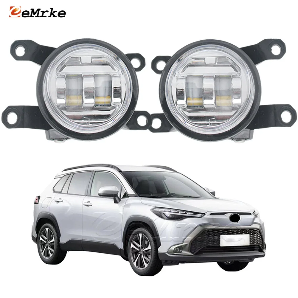 

2X Led Fog Lights Assembly Car Fog Lamp with Lens DRL 30W 12V White / Yellow for Toyota Corolla Cross XG10 Z X G S 2020-2023