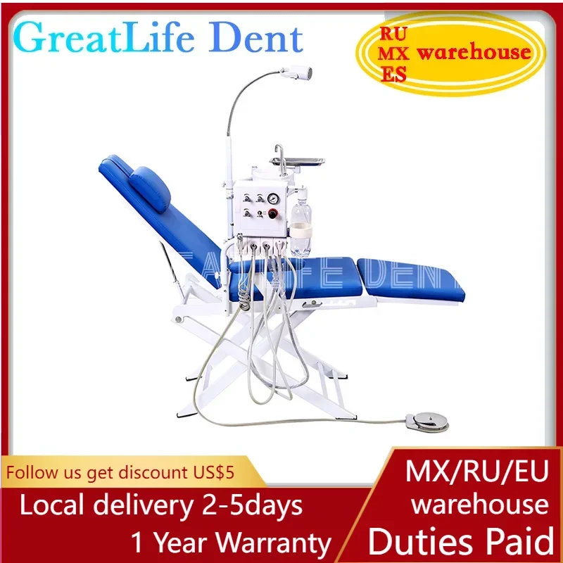 

GreatLife Dent Cheap Dental Unit Dental Chair Complete Set Dental Folding Chair Sale with Led Lamp and Portable Turbine Unit