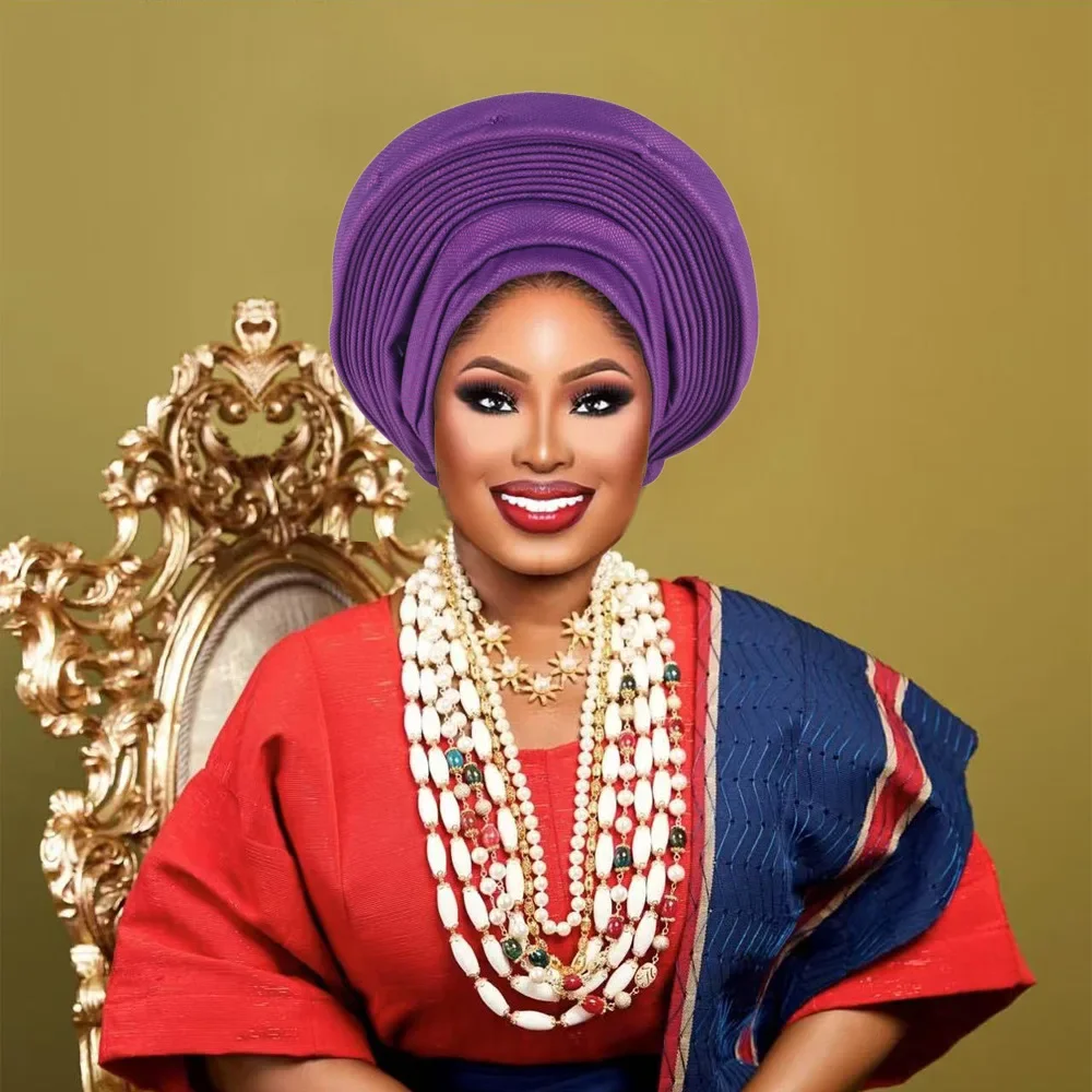 Nigerian Women'S Traditional Headscarf Summer Breathable Ceremony Wedding Party Decoration Headscarf Daily Ethnic Headwear