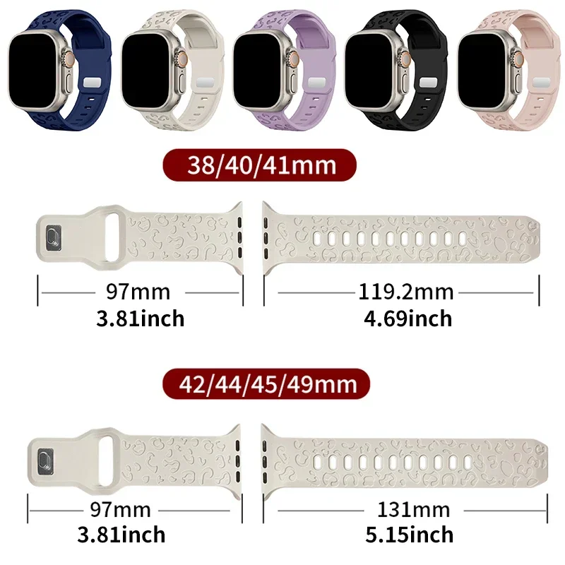Cinturini incisi leopardati per cinturino Apple Watch 45mm 44mm 49mm 41mm 46 40mm Bracciale Correa Iwatch Serie 10 9 8 7 SE 6 5 3 Ultra 2