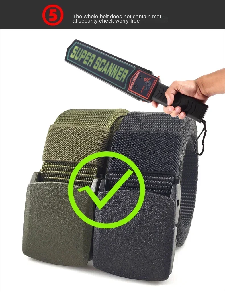 Automatic Buckle Light Comfortable Non-metal Nylon Belt Outdoor Hunting Multifunctional - Canvas Belts for Men