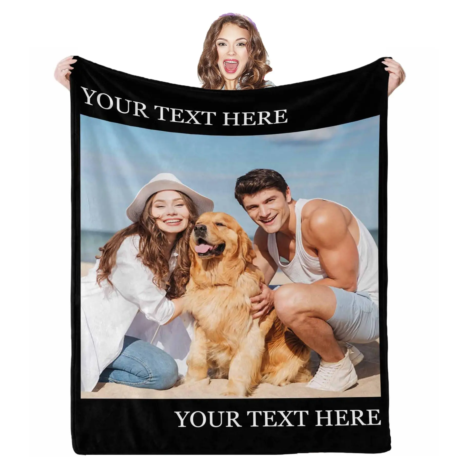 Customized Blankets with Photos,1 Photos Custom Blanket Customized Gifts Gifts for Mom Dad Couple Girlfriend Boyfriend Wife