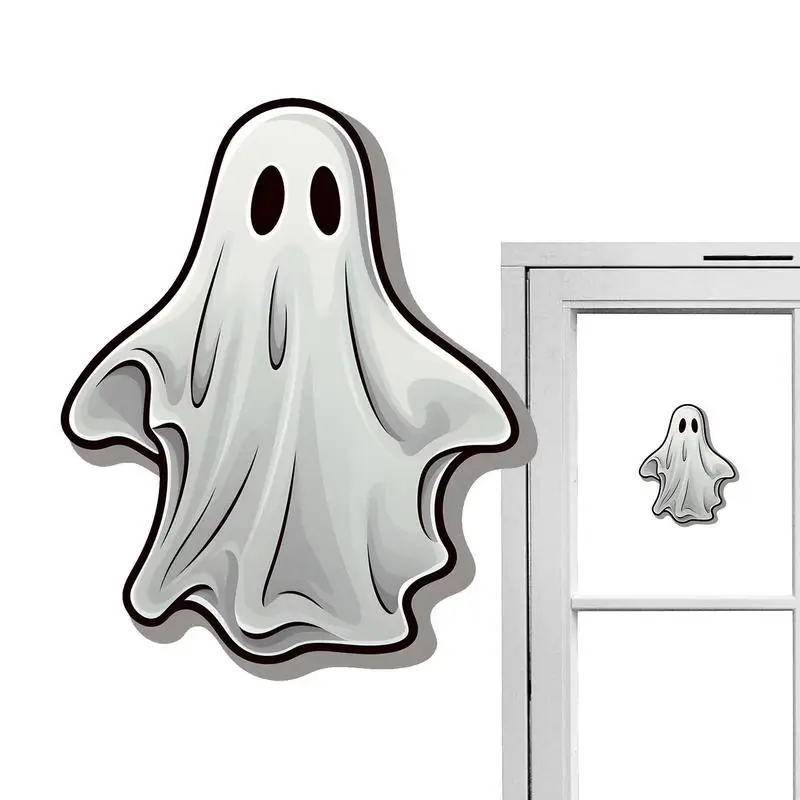 Glow In The Dark Ghost Stickers Spooky Ghost Shape Night Glow Decals For Door Multifunctional Halloween Decors Waterproof PVC