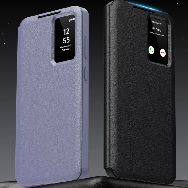 

For Samsung Galaxy S26 Ultra S26 Plus Case Smart View Window PU Leather Wallet Flip-Free Answering Cover with Card Slot