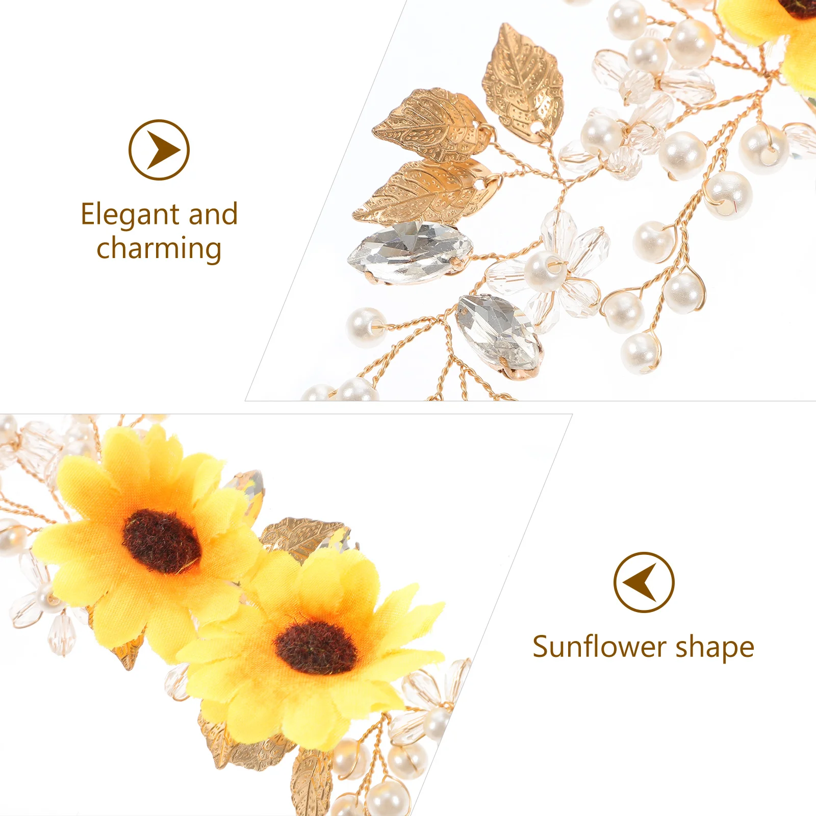 Sunflower Bride Headband Delicate Alloy Tiara Romantic Wedding Hair Decor Bridal Headwear for Special Occasions
