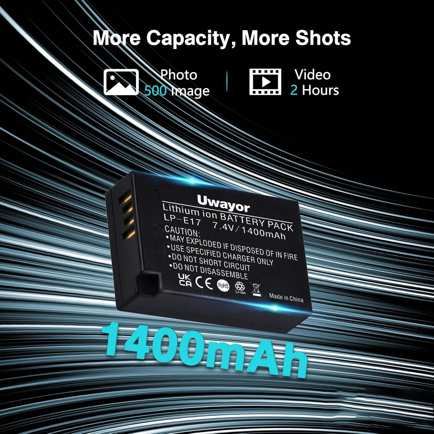 UWayor LP-E17 Battery and LCD Charger Compatible with Canon EOSRP R100 R50 R10 R8 Rebel T6i T7i T8i EOS M3 M5 200D 77D 750D 800D