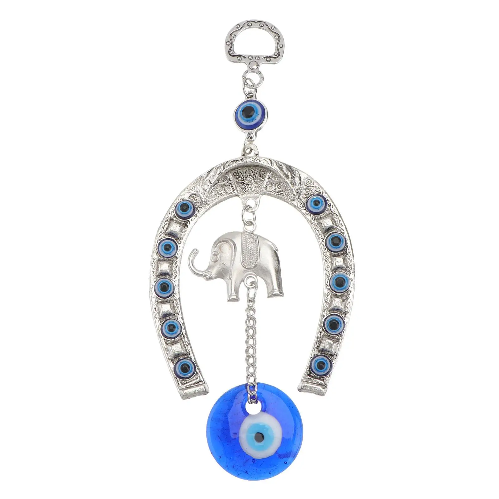 

Eye Charm Turkish Elephant Horseshoe Shape Hanging Decor Premium Alloy Lucky Evil Eye Beads Home Office Blessing