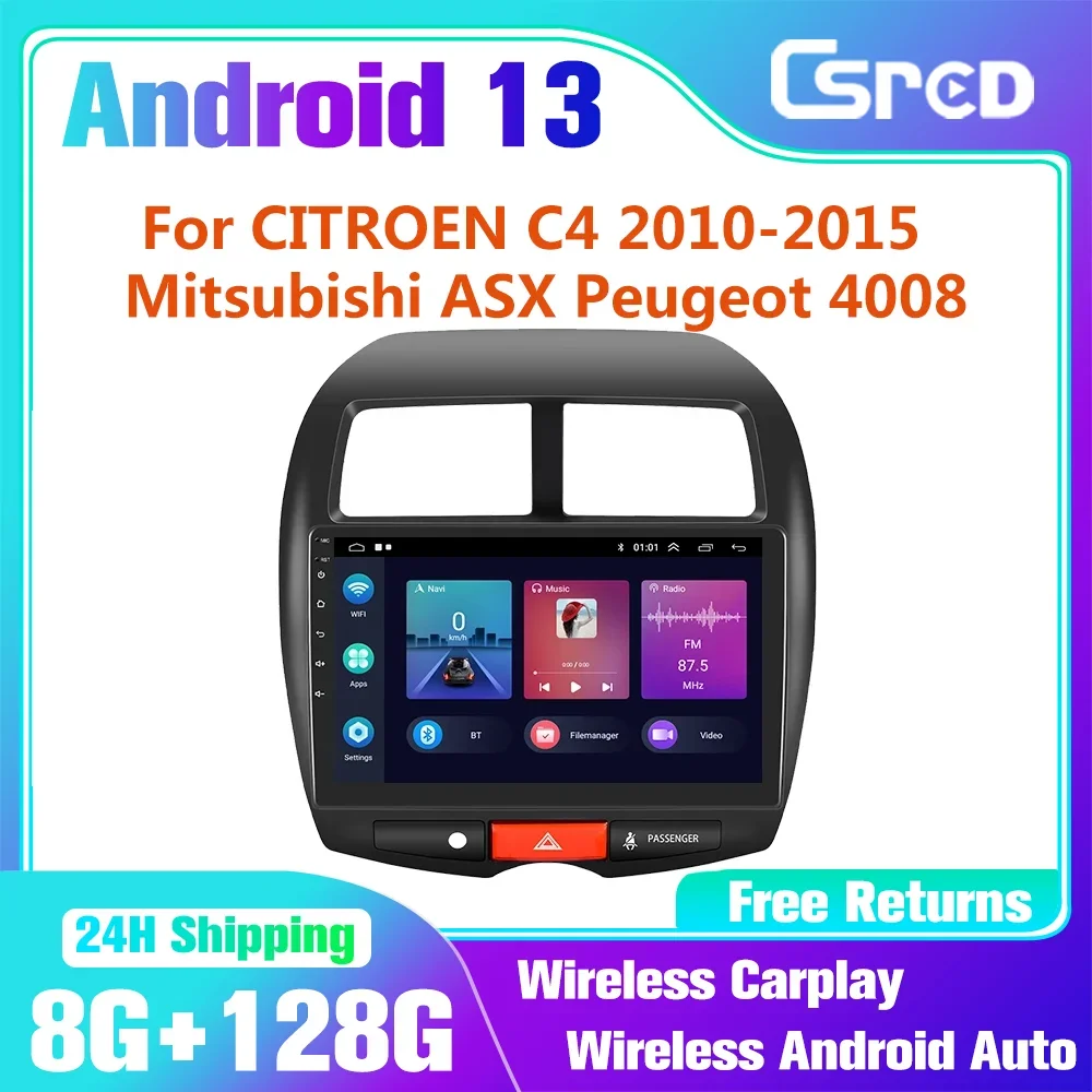 Csred Android13 Radio For Mitsubishi ASX 1 2010-2016 Car  Multimedia Video Player GPS Navigation Auto wireless CarPlay 2din