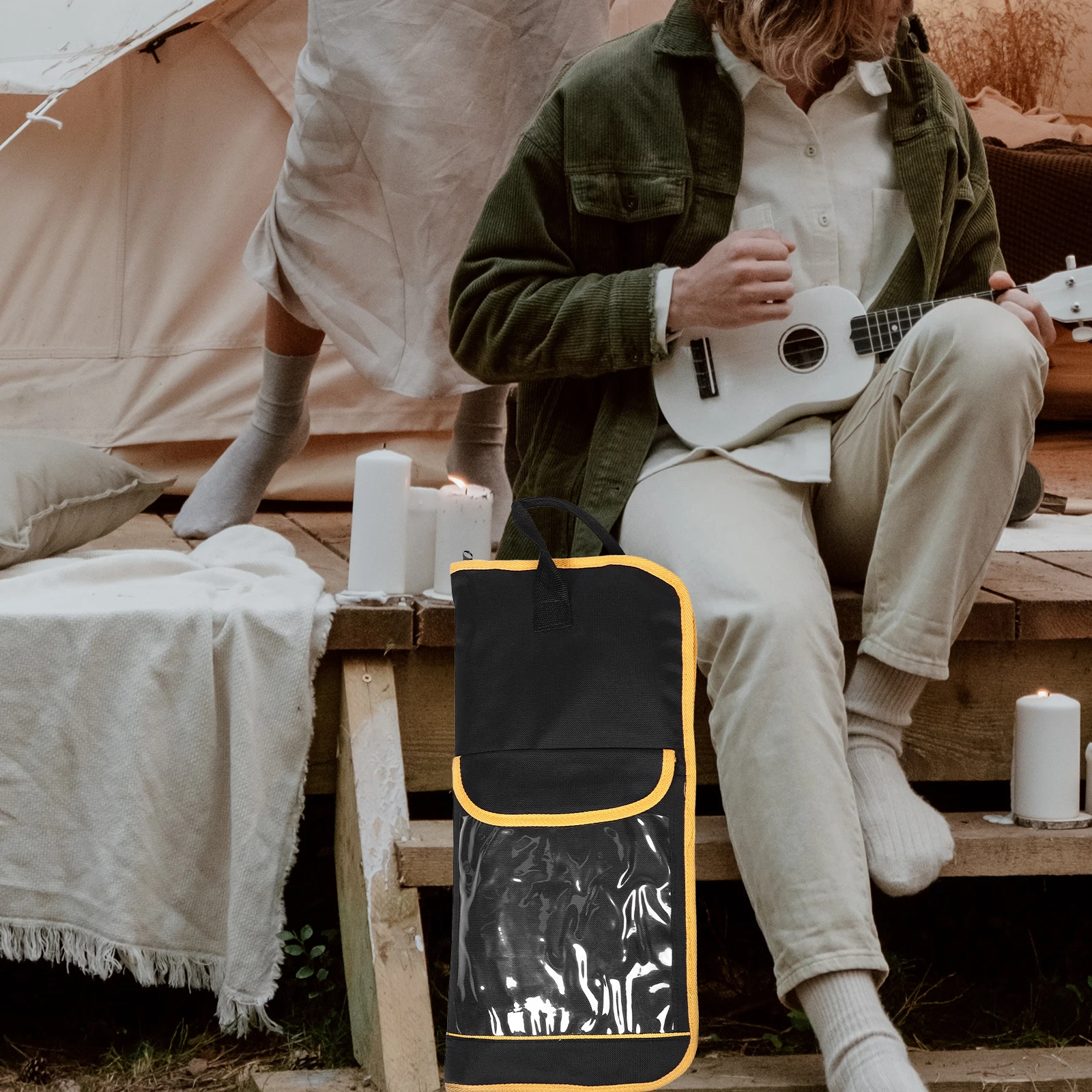 Bolsa impermeable para tambor tonto, organizador de almohadillas para bateristas, soporte para palos de almacenamiento, estuche de baquetas de tela para transporte