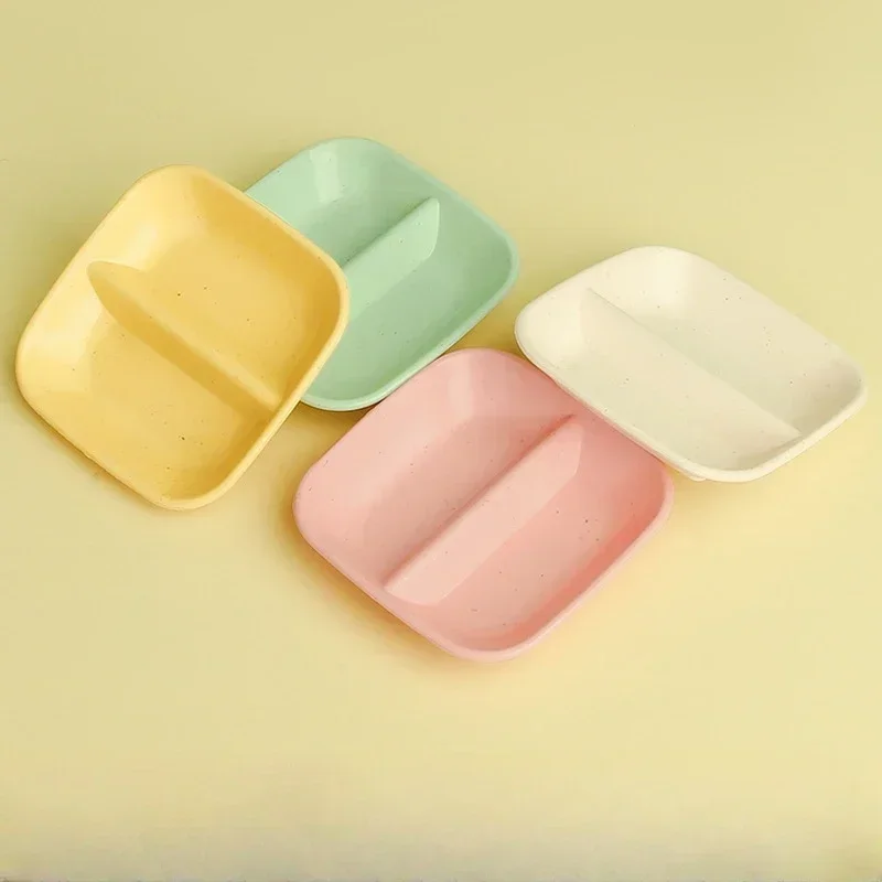 5PCS Gravy Boats Seasoning Dish Wheat Straw Dish Plastic Snack Plate Pickles Saucer Household Tableware Sauce Dipping Snack Dish