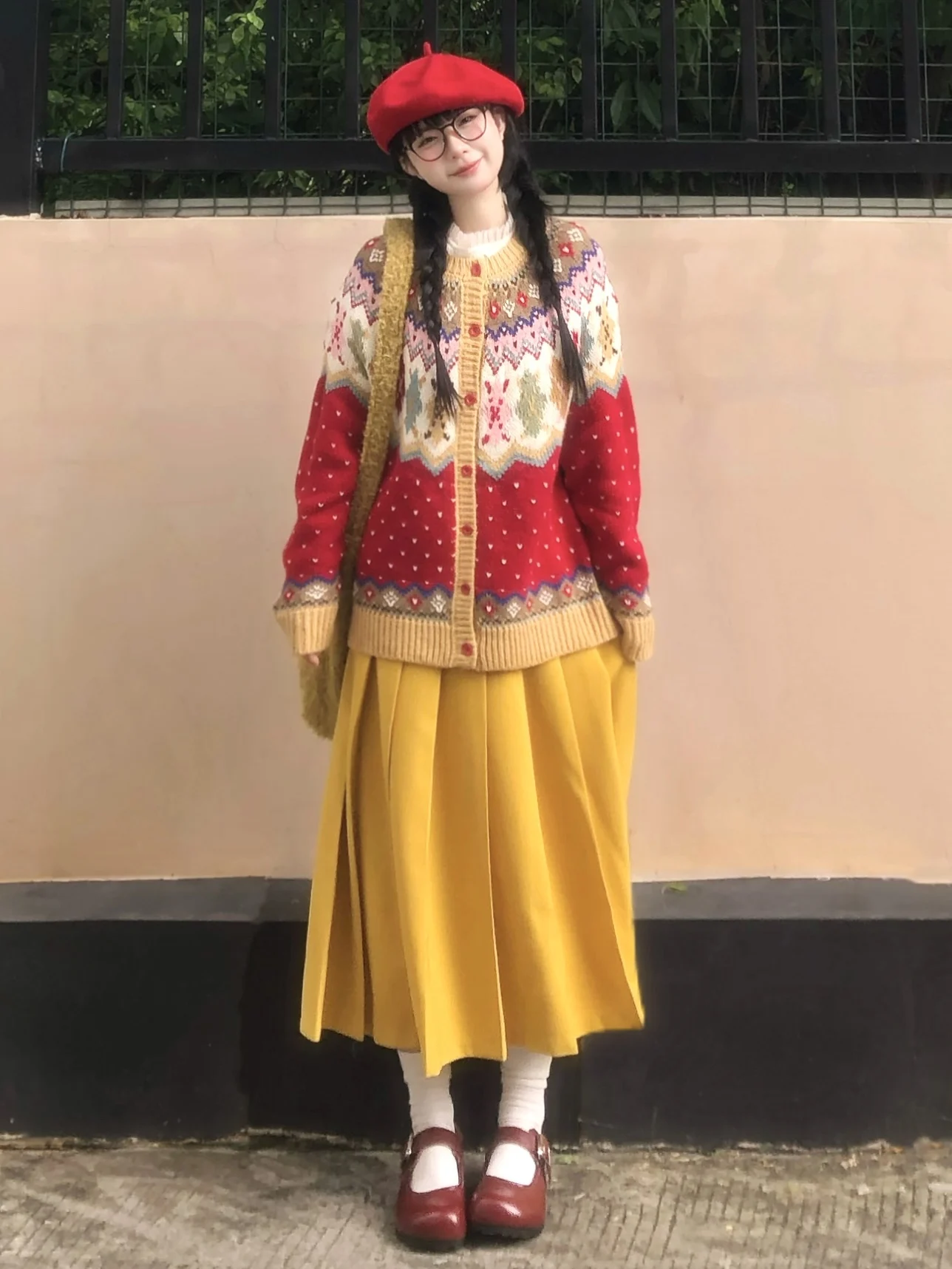 High Waist A-Line Midi Skirt Retro Mustard Yellow Pleated Casual High Quality Women's Autumn Winter New Style Versatile Skirt