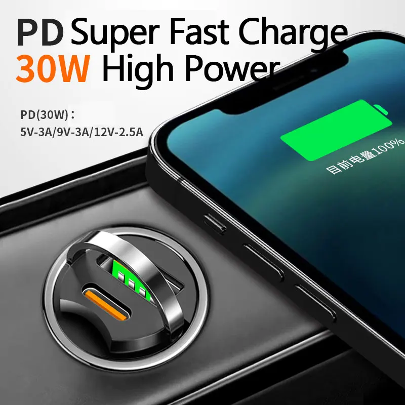 100W Dual Ports Mini USB Car Charger Super Fast Charging  Phone Charge Adapter Cigarette Socket Lighter 12-24V - náhled 3