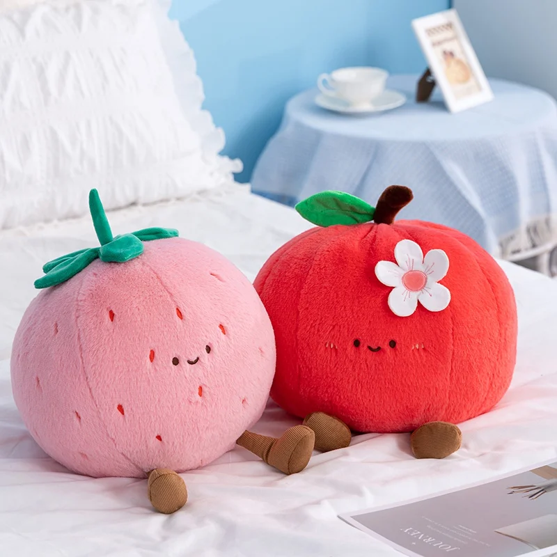 New Cartoon Apple Coconut Fruit Pillow Cute Strawberry Orange Plush Toy Soft Stuffed Watermelon Pineapple Doll Christmas Gifts