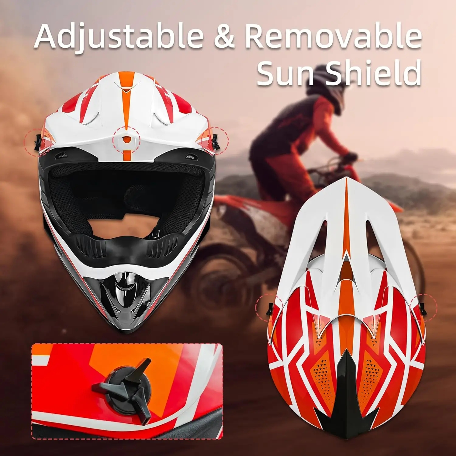 Youth Motocross Helmet Casco de Motocross, Full Face Motorcycle Dirt Bike Off-Road Mountain Bike, Adult Motorcycle Dirt Bike Hel