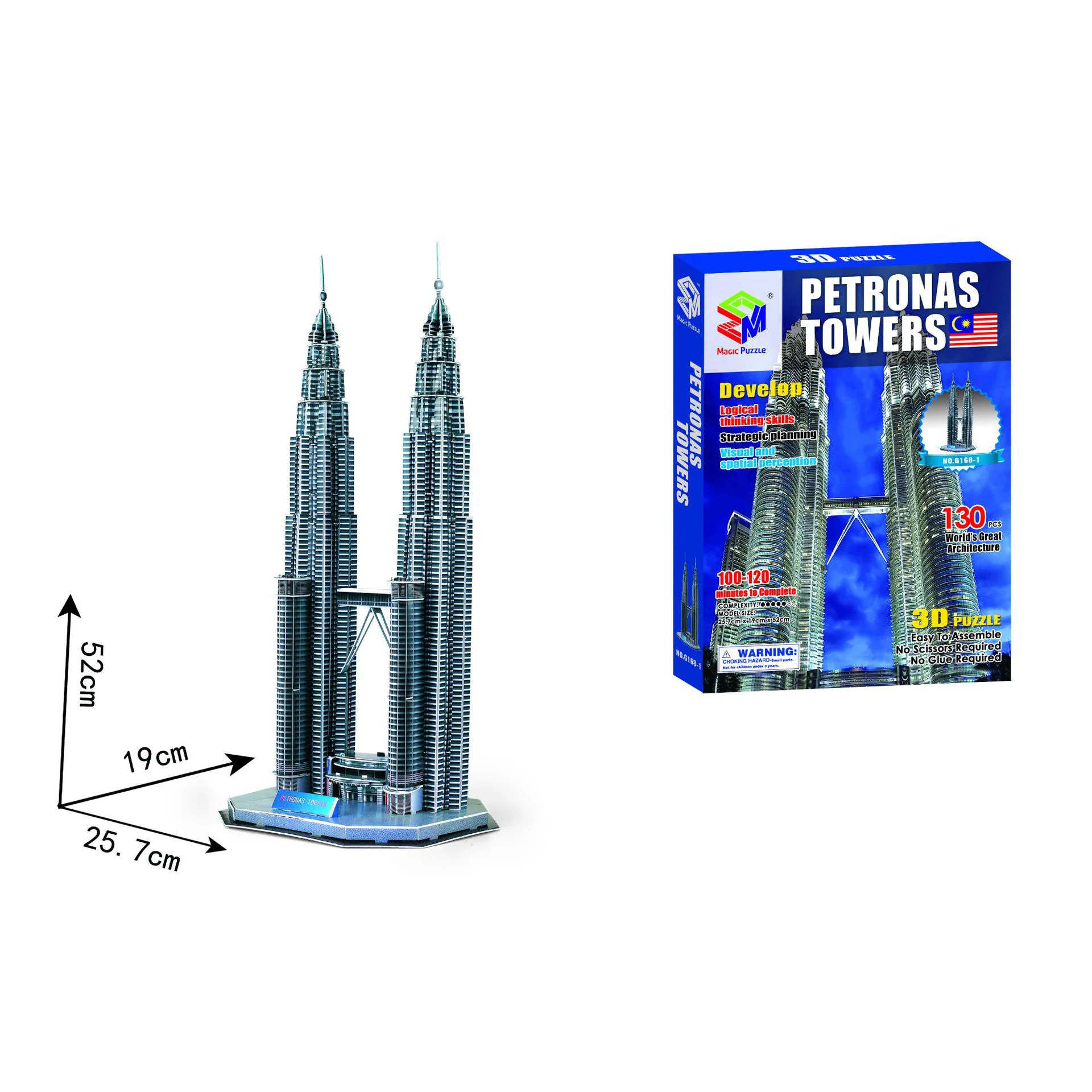 Petronas Twin Towers 3D Paper Puzzle Building Model Toy Malaysia Kuala Lumpur World\'s Great Architecture Boy Girl Travel Gift