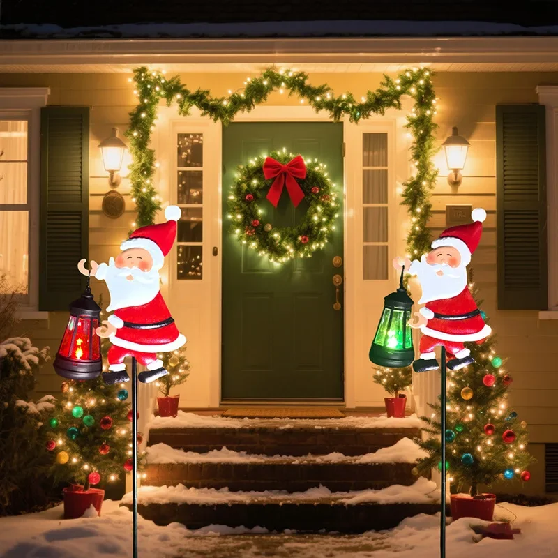 Christmas Santa Solar Kettle Lights Solar Led Waterproof Vintage Lamp Christmas Santa Claus Garden Lantern For Holiday Party