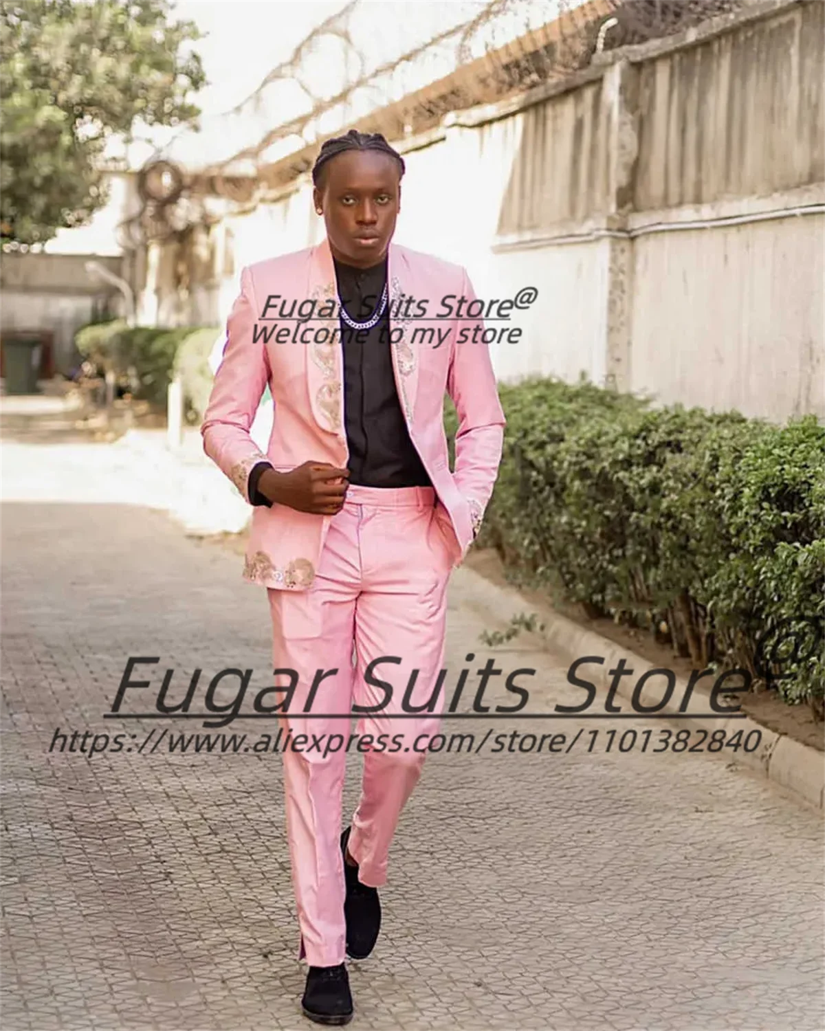 Luxuly Shiny Beads Groom Wedding Tuxedos Customized Slim Fit Shawl Lapel Groom Wedding Tuxedos 2 Pieces Sets Male Prom Blazers