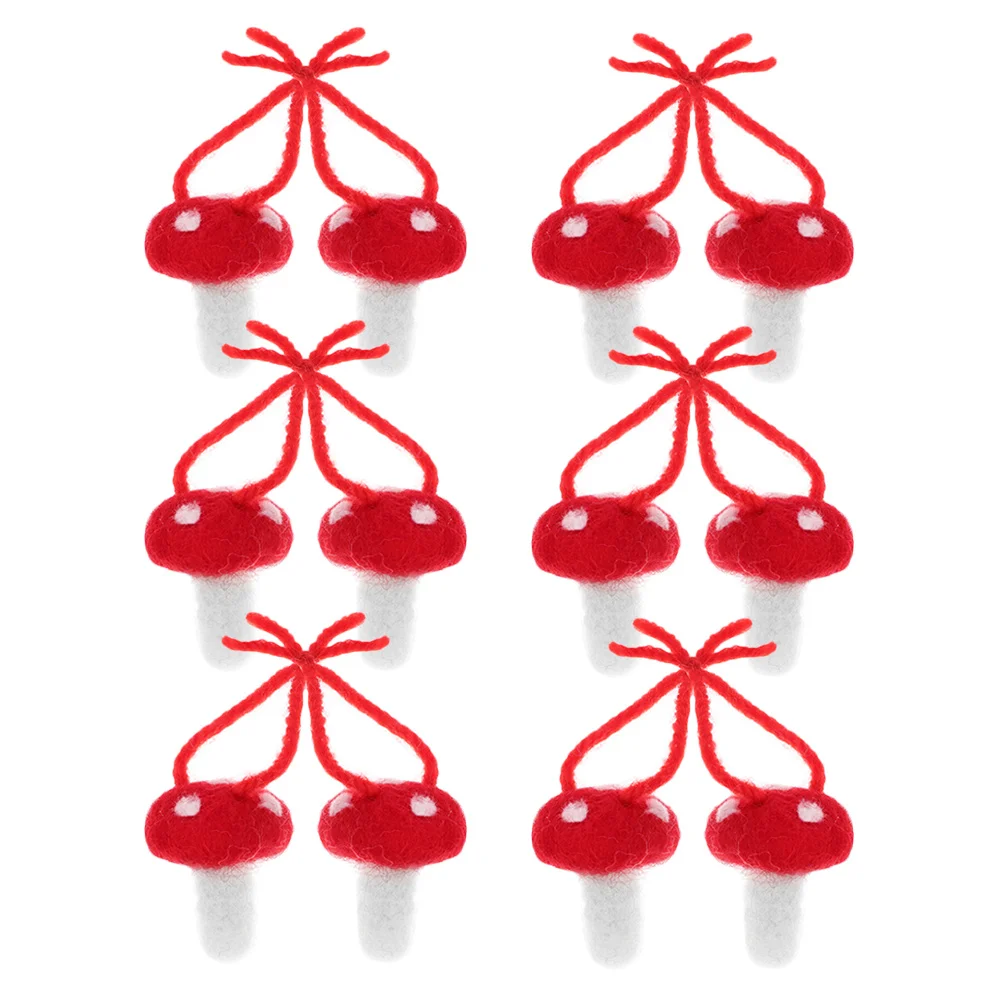 

12Pcs DIY Wool Felt Mushroom Craft Material Cute Headdress Ornaments for Wedding Holiday Party Decoration Wedding Supply