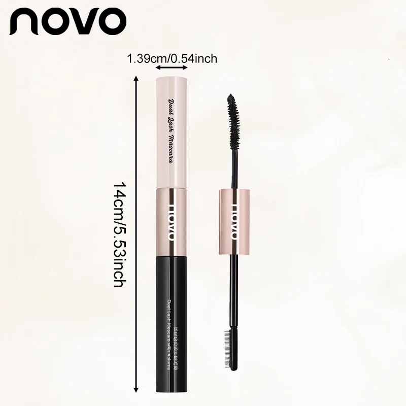 ماسكارا سوداء مقاومة للماء برؤوس فرشاة مزدوجة، تكثيف وتطويلها، تجعيد وتنعيمها، سريعة الجفاف، خالية من التكتل #6