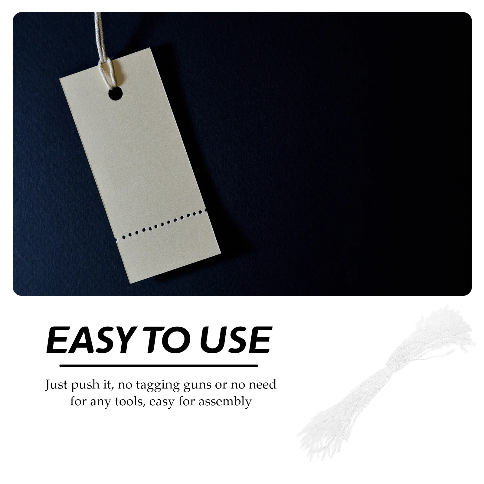 

1000pcs Cotton Rope For Hang Tags Price Tag Fastener Kit No Tools Needed - Universal Snap Locks For Clothing Security Labels