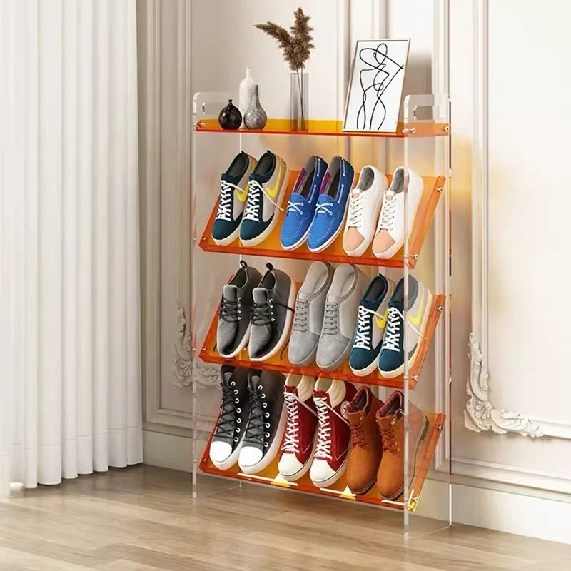 Light Luxury Transparent Acrylic Simple Small Narrow Multi-layer Household Solid Wood Storage Bedroom Dormitory Shoe