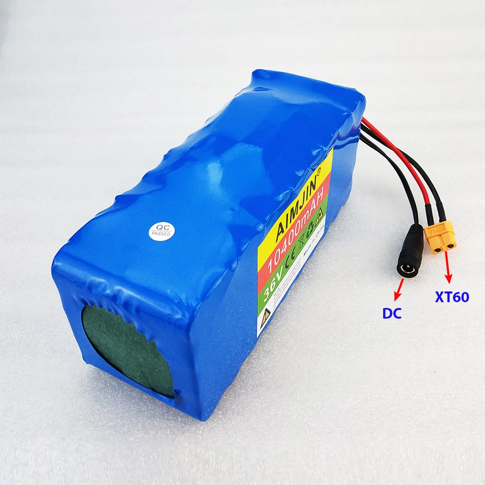 18650 battery pack 10S4P 36V rechargeable battery  large capacity  10400mAh, for electric bicycles and scooters +charger