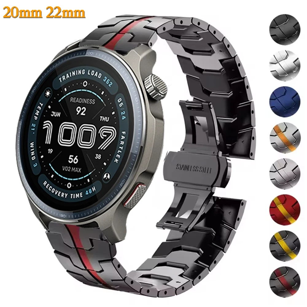 20mm 22mm Metal Strap For Amazfit Balance/2/Bip 6 5/GTR 4 3 2 47mm Stianless Steel Wrist For Amazfit Active 2/2s/Bip3 3 Pro Band