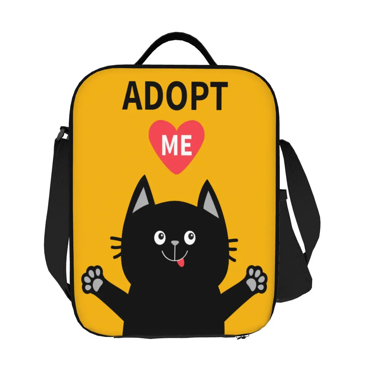 

Custom Cute Adopt Me Black Cat Thermal Insulated Lunch Bags Women Lunch Tote for Kids School Children Storage Bento Food Box
