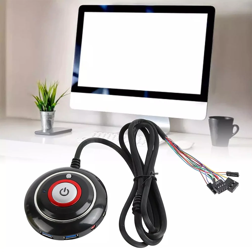 Computer Desktop Switch Button With Dual USB Audio Desktop Host External Start Button Paste Type Swich