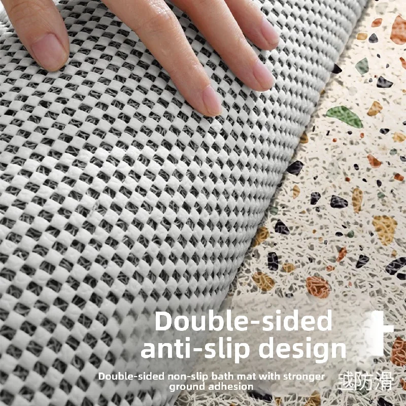 Bathroom water-blocking and draining foot mat, large size non-slip floor mat, bathroom silk loop foot mat