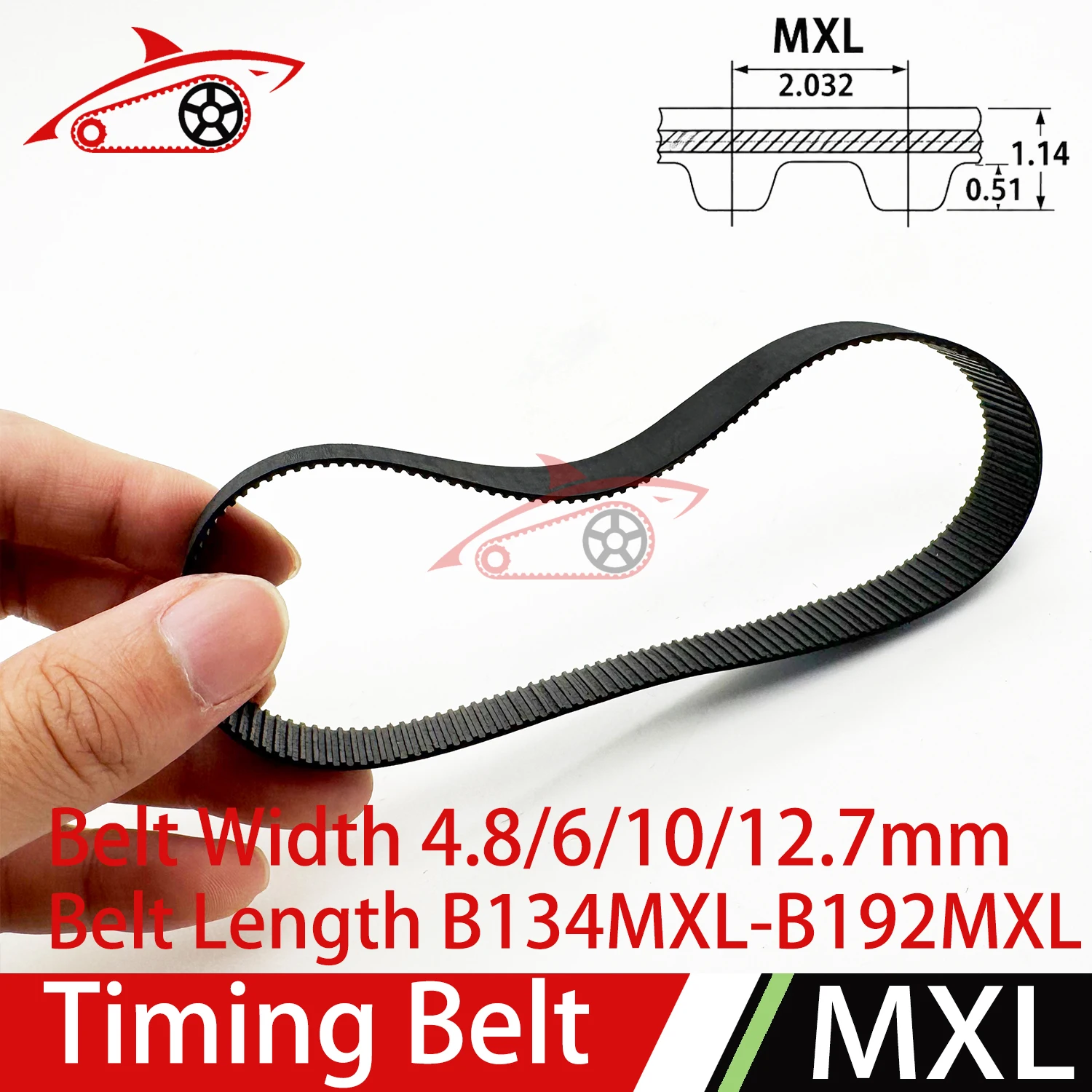 MXL Timing Belt Number Of Teeth B134 B138 B145 B180 B190 B156 B162 B175 B177 B192 Width 4.8-12.7mm Closed-Loop Belt 3D printer