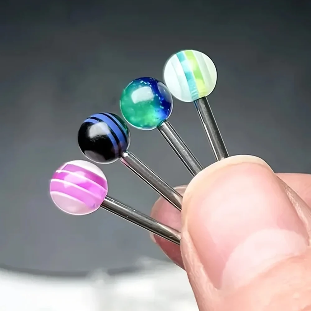 30-100pcs/lot Acrylic Barbell Tongue Ring Stainless Steel Tongue Piercing Mixed Color Industrial Barbell Lip Piercing Jewelry
