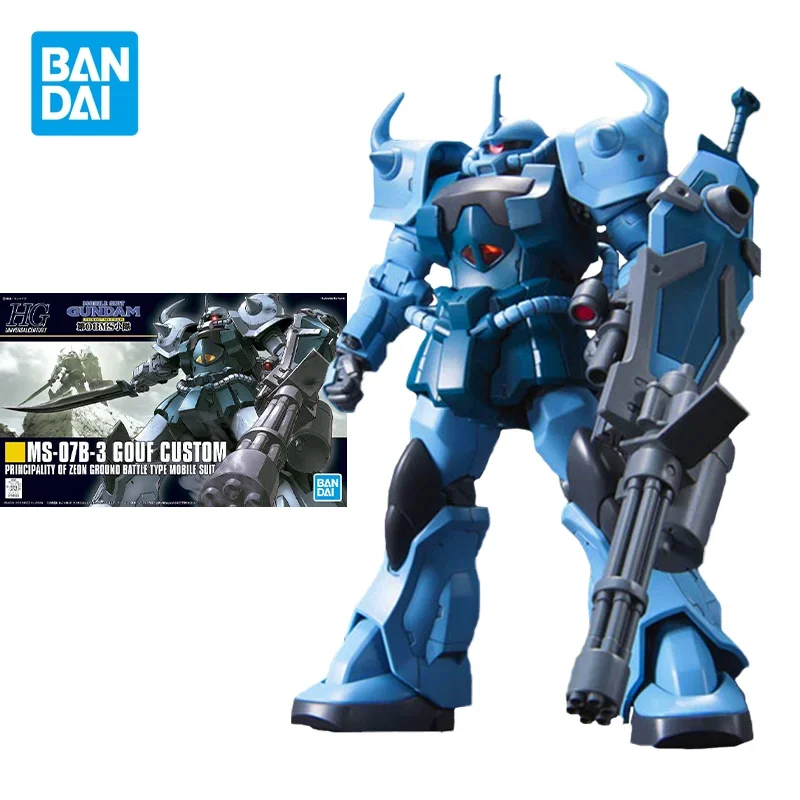 Bandai Original Gundam Model Kit Anime Figure HGUC 1/144 MS-07B-3 GOUF CUSTOM Action Figures Collectible Toys Gifts for Kids