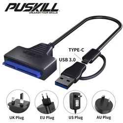 USB 3.0 to SATA Cable for 3.5/2.5 Inch SSD HDD SATA III Hard Drive Disk with 12V/2A Power Adapter
