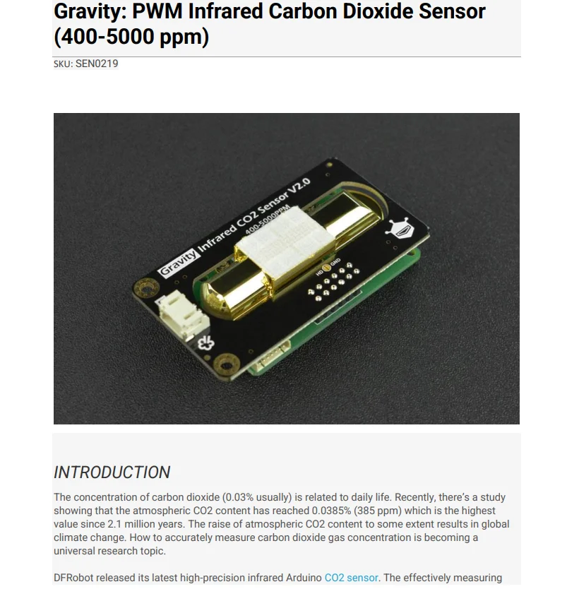 SEN0219 Gravity Analog IR CO2 Sensor Multiple Function Sensor Development Tools